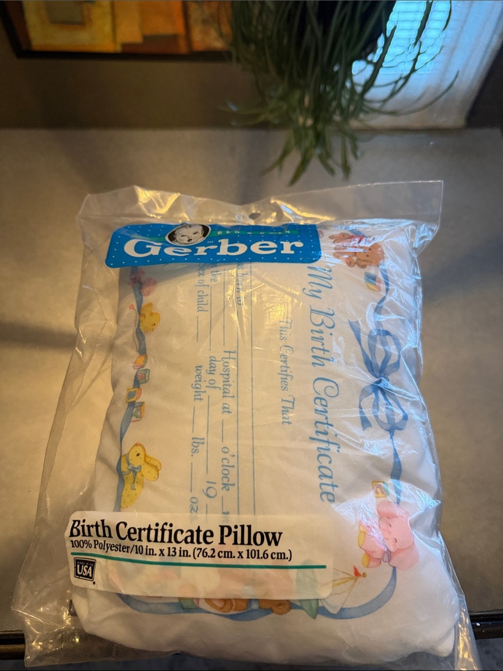 Vintage 1995 Gerber Baby Birth Certificate Pillow 🤍